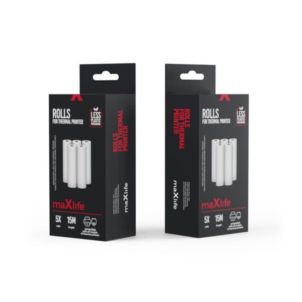 Maxlife Papirruller for termoprinter, 5 stk x 3 m