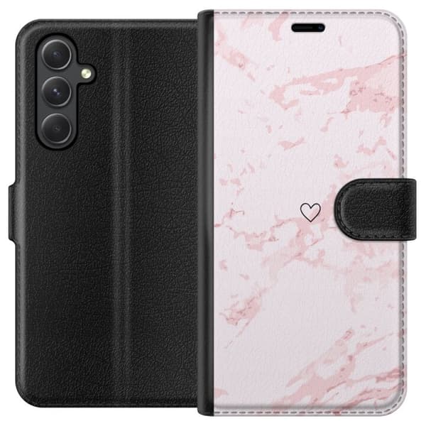 Tegnebogsetui til Samsung Galaxy A35 med Rosa Hjerte motiv