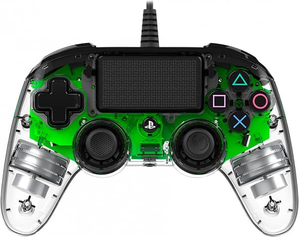 Nacon Kablet, opplyst Compact-kontroll, grønn LED (PS4/PC)