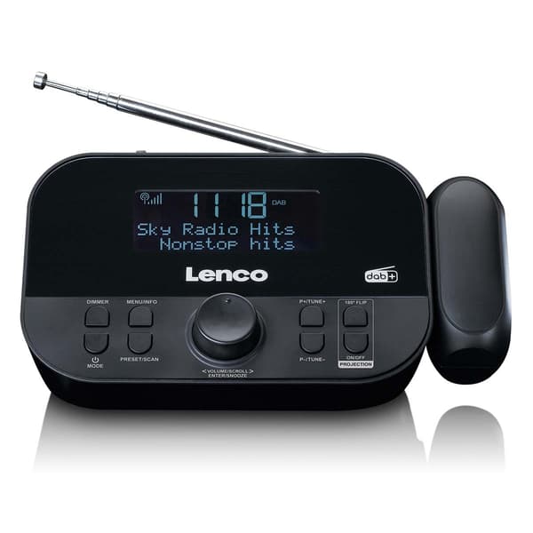 Lenco DAB+, FM clockradio med projektion