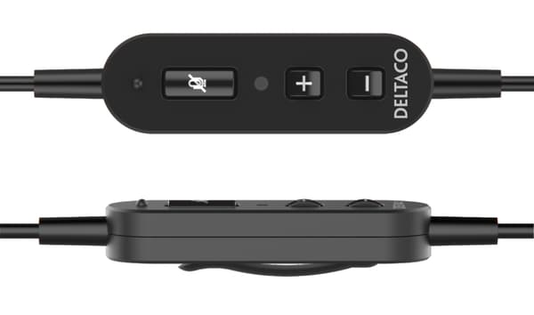 DELTACO Office USB mono headset, volymkontroll, brusreducerande mikrofon, svart