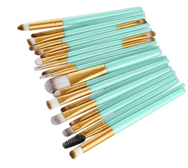 Professionelle blide make-up børster 20-Pack, turkis, guld