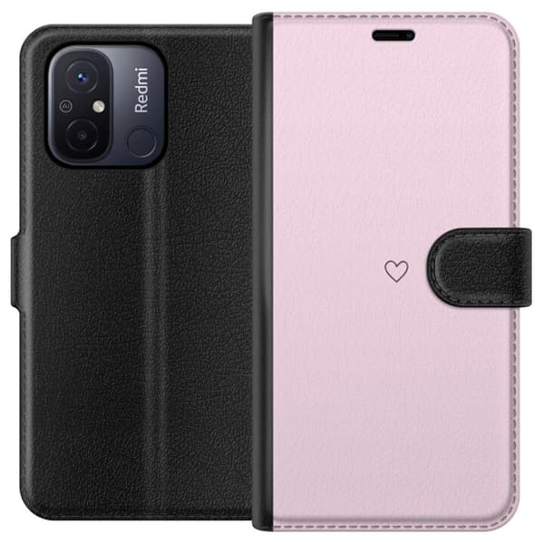Tegnebogsetui til Xiaomi Redmi 12C med Hjerte motiv