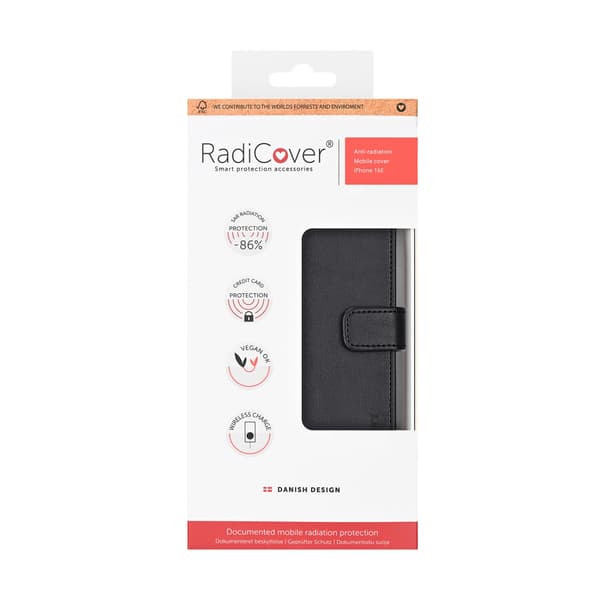 Radicover Wallet Strålebeskyttelse 3 Kort Sort - iPhone 16e/17e