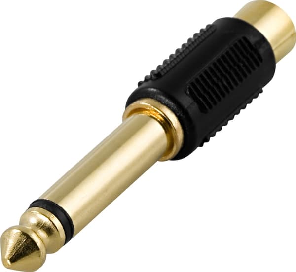 DELTACO multimedie-adapter, RCA hun til 6,3mm han, mono