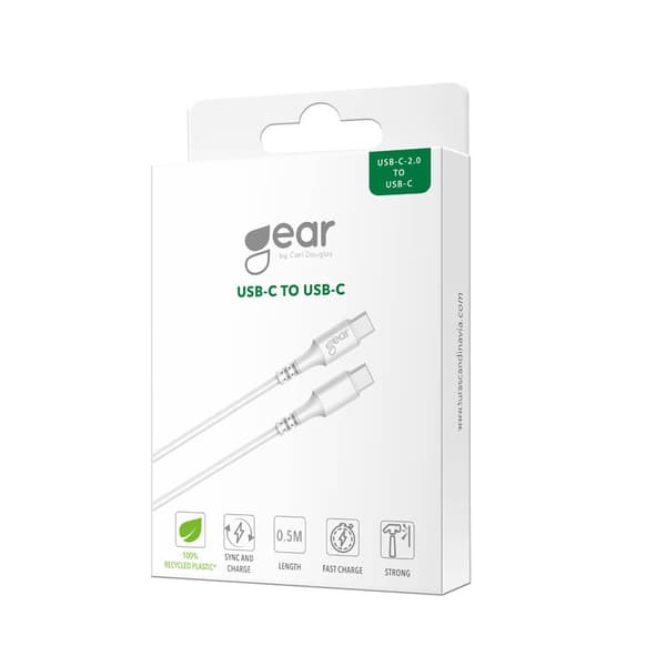 Gear Ladekabel USB-C til USB-C 2.0 0.5m Kabel Hvit