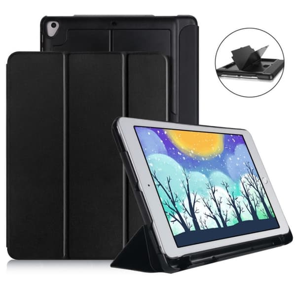 Etui med opbevaring, USB-kabel Apple iPad 9.7" 2017, 2018, Sort