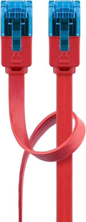Goobay CAT 6A platt patchkabel, U/UTP, röd kopparledare (CU)