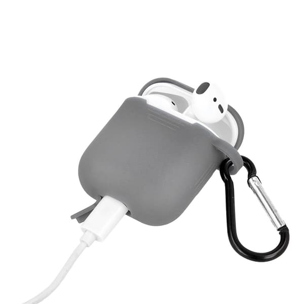 Airpods Suojakotelo koukulla, harmaa