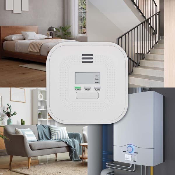 Alecto Kolmonoxidlarm med display och 10 års drifttid för batteri och sensor
