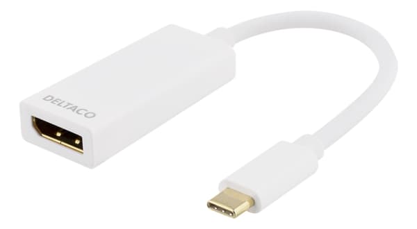 DELTACO sovitin USB 3.1 - DP, Type C uros - DP naaras, 4K, UHD, valk.