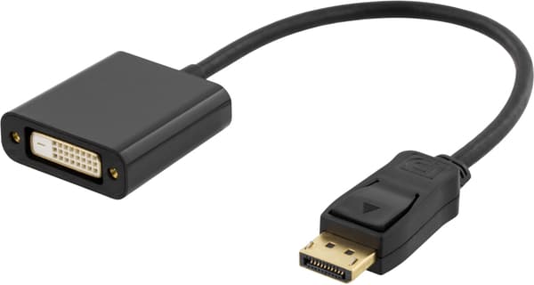 DELTACO DisplayPort til DVI-D Single Link adapter, 20-pin han til 24+5