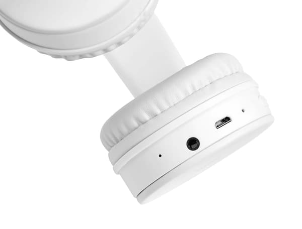 STREETZ Vikbart on-ear BT headset, 3.5 mm, vit
