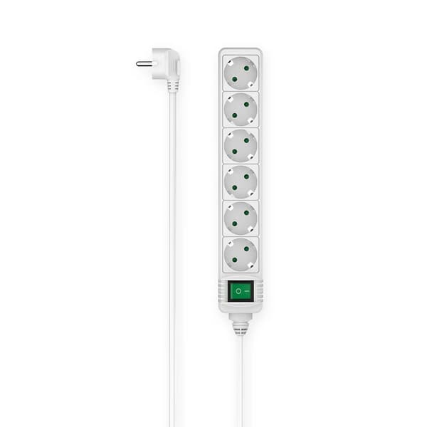 Hama Strømuttak 6-veis Bryter Hvit 1.4 m