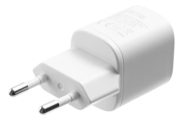 DELTACO USB-vegglader, USB-A, 2,4 A, inkl. 1 m USB-A til Lightning