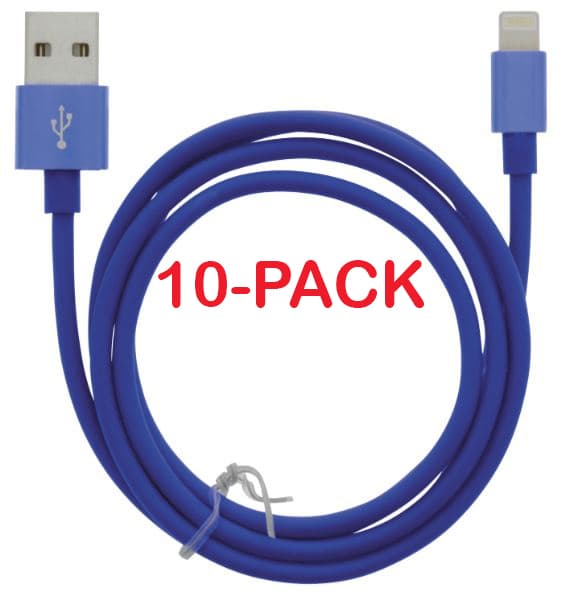 10-pk kabel USB-A - Lightning 2,4A, 1 m, blå