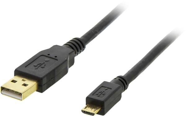 DELTACO USB 2.0 kabel Typ A ha - Typ Micro B ha, 5-pin, 2m, svart