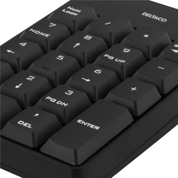 DELTACO langaton numeronäppäimistö, USB, 10m kantama, musta