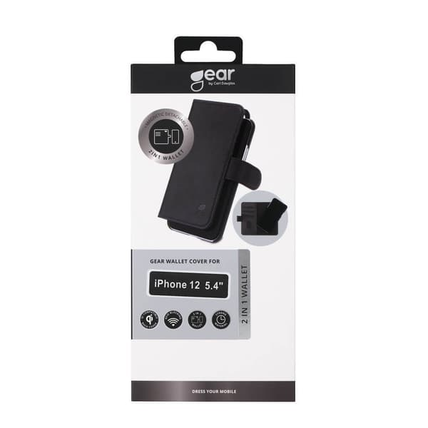 Gear Lommebokdeksel 2-i-1 Svart - iPhone 12 Mini