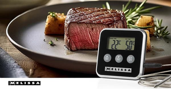 MELISSA Kjøtttermometer | opp til 250 °C | alarmtimer | LCD-skjerm