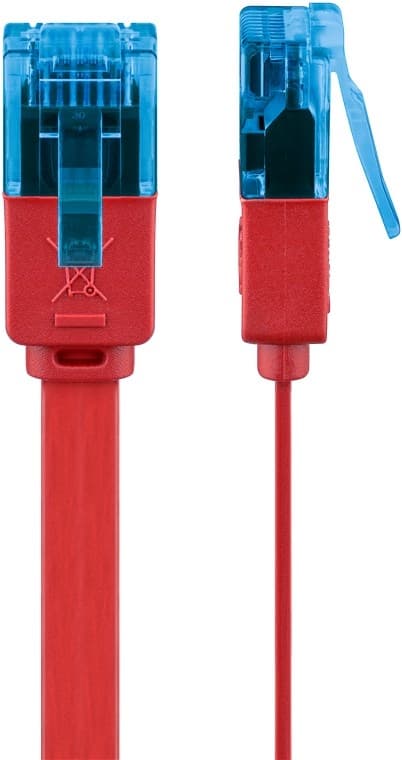 Goobay CAT 6A platt patchkabel, U/UTP, röd kopparledare (CU)