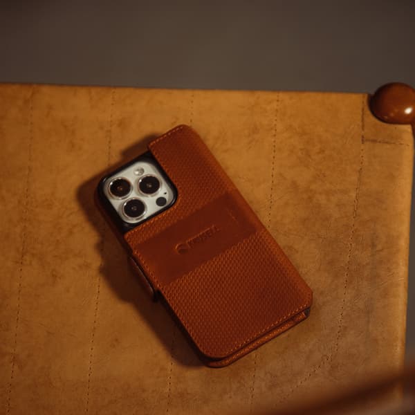 Krusell Nahka Puhelin lompakko iPhone 13 Mini Cognac