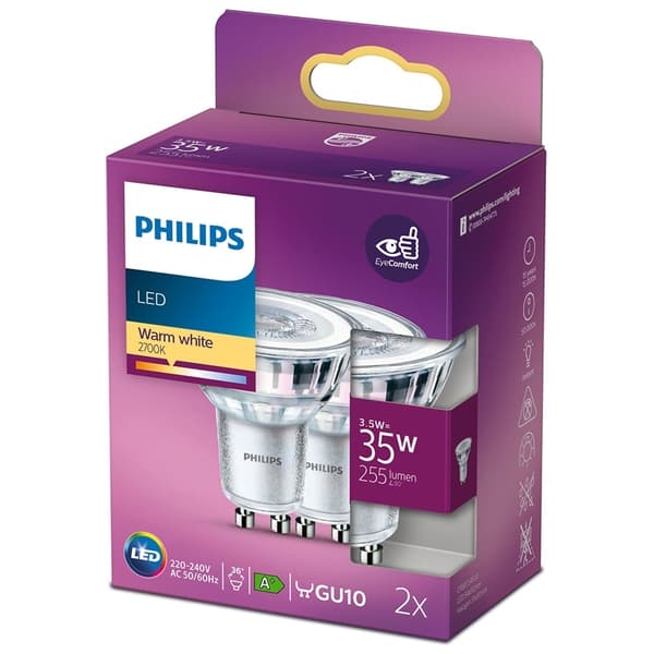 Philips 2-pack LED GU10 Spot 35W 255lm