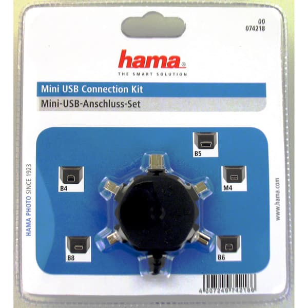 Hama Kabel USB A-B Inkl 5x Adapter Svart 0.5m