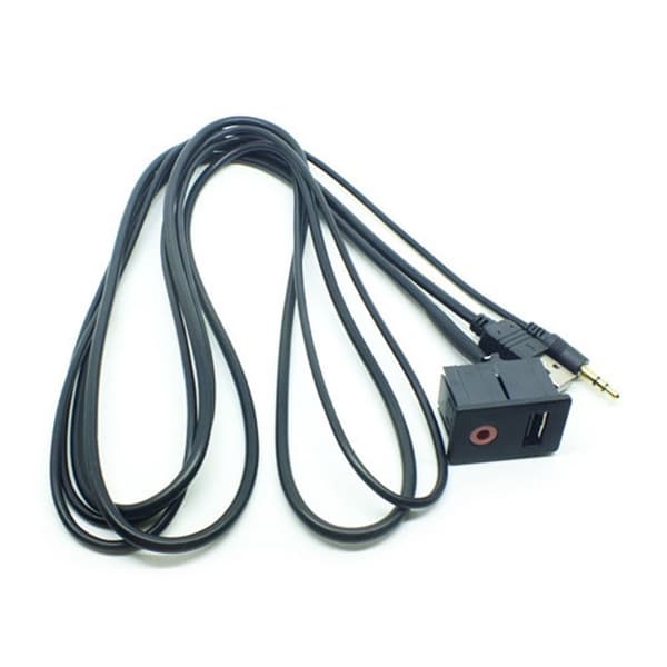 Forlængerkabel med USB og Aux, 1,5m