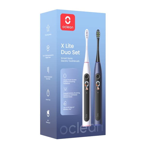 Oclean Elektrisk Tannbørste X Lite Duo Set Mørk Blå+Grå