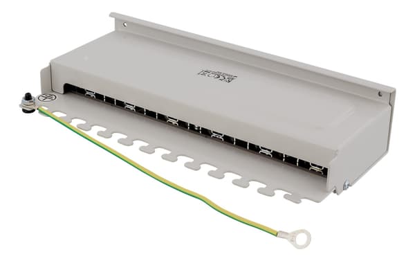 DELTACO Kretspanel, 12xRJ45, Cat6a, veggmonterbart, 10Gbps, grå