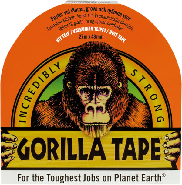 Gorilla Teip hvit 27mx48mm