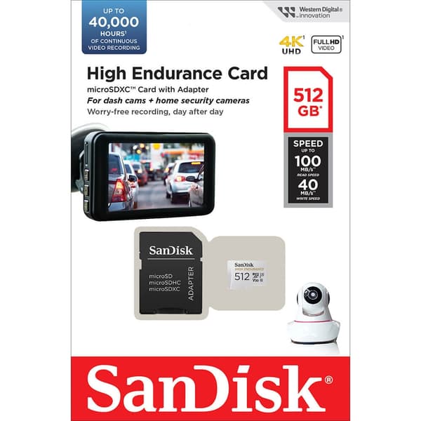 SANDISK Minnekort MicroSDXC 512GB High Endurance med adap