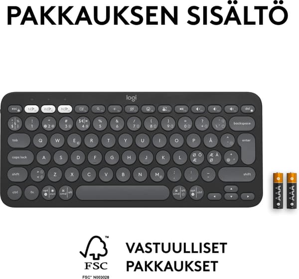 Logitech Pebble Keys 2 K380s-tastatur, grå