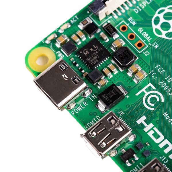Raspberry Pi 4 Model B, 4 GB RAM, USB-C, dobbel Micro HDMI