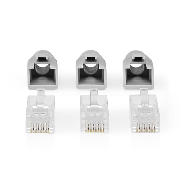 Nedis RJ45-kontakt | RJ45 Pass Through | Solid/Stranded UTP CAT6 | Rett | Gull belagt | 10 stk. | Polycarbonate | Grå / Hvit / Sort | Boks