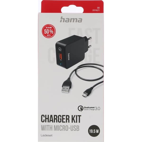 HAMA Charger Micro-USB 220V Black 1.5m