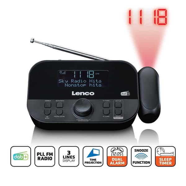 Lenco DAB+, FM-klokkeradio med projeksjon