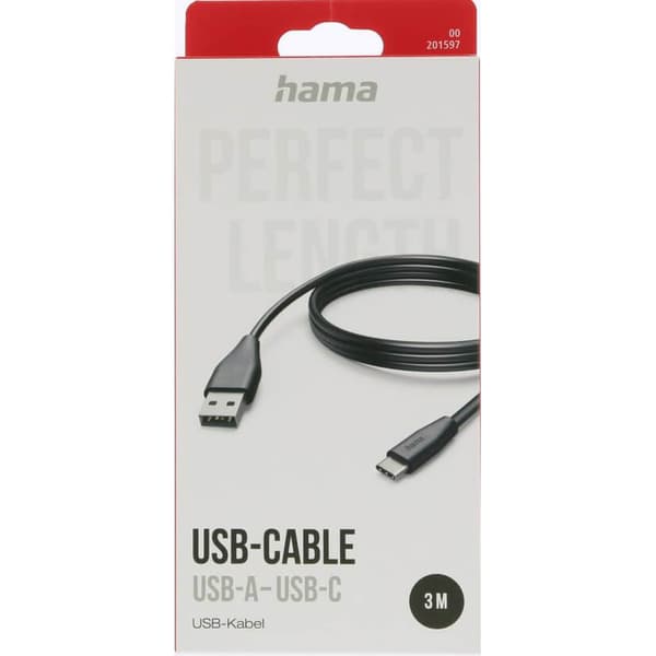 HAMA Charging Cable USB-A to USB-C Black 3.0m