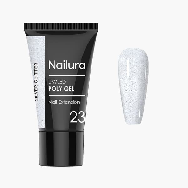 Nailura Poly Gel 23 – Silverglitter – 30 ml