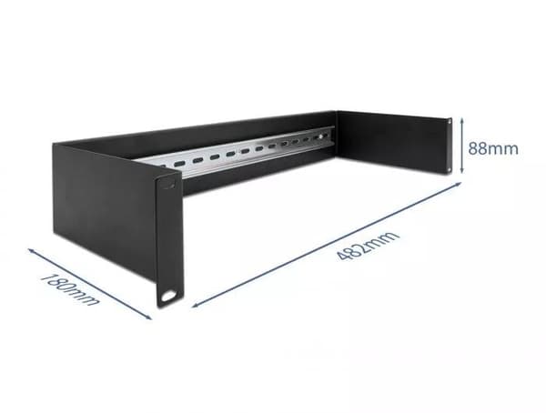 DeLOCK 19″ DIN-skinnepanel 2U svart
