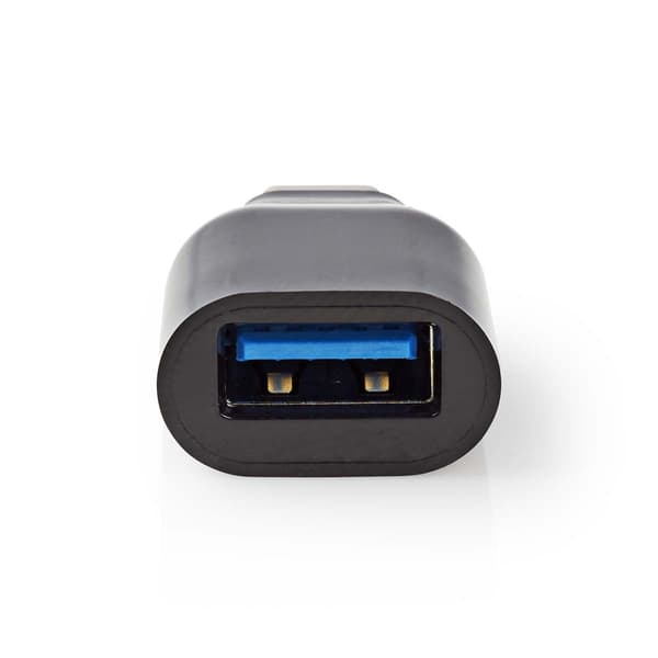 Nedis USB-C™ Adapter | USB 3.2 Gen 1 | USB-C™ Han | USB-A Hun | 5 Gbps | Runde | Nikkelplateret | Sort | Box