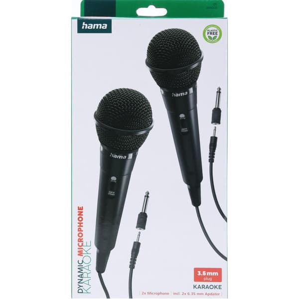 Hama Mikrofon "Karaoke" Dynamisk Mono 2-Pak Sort
