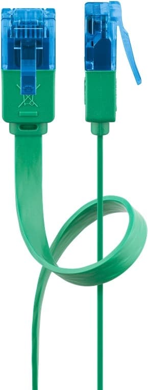 Goobay CAT 6A platt patchkabel, U/UTP, grön kopparledare (CU)