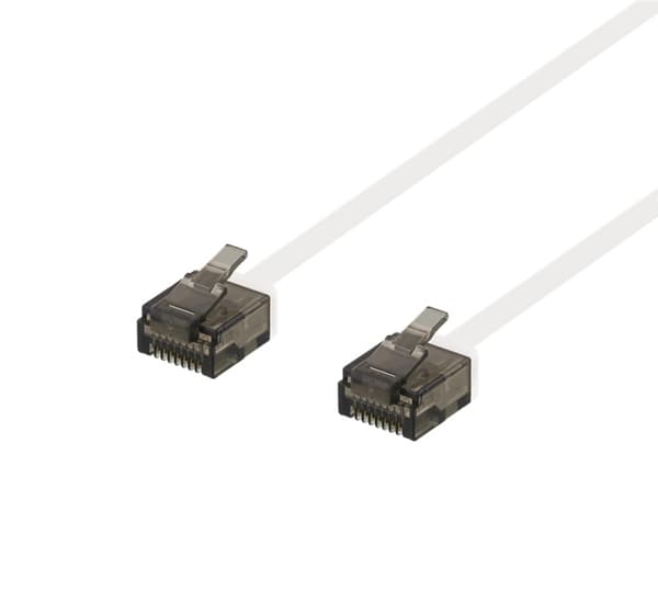 DELTACO U/UTP Cat6a patchkabel, flat, 1mm tjock, 5m, vit