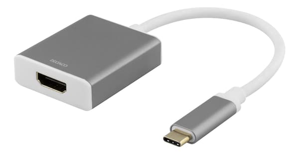 DELTACO USB-C - HDMI, 4096x2160 60Hz, 0,2m, rymdgrå