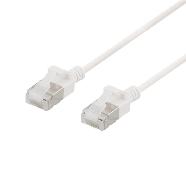 DELTACO U/FTP Cat6a patchkabel, slim, 3,8mm i diameter, 5m, vit