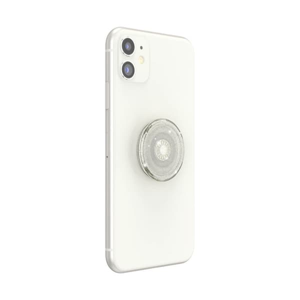 PopSockets Clear Glitter Silver Irrotettava Grip Telinetoiminnolla