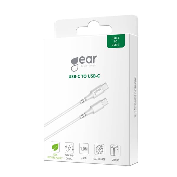 Gear Ladekabel USB-C til USB-C 2.0 1m Kabel Hvit