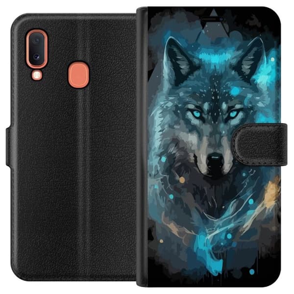 Tegnebogsetui til Samsung Galaxy A20e med Ulve motiv